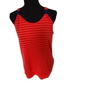 Lija Womens Athletic Activewear Tops Halter Back Sleeveless Red Large